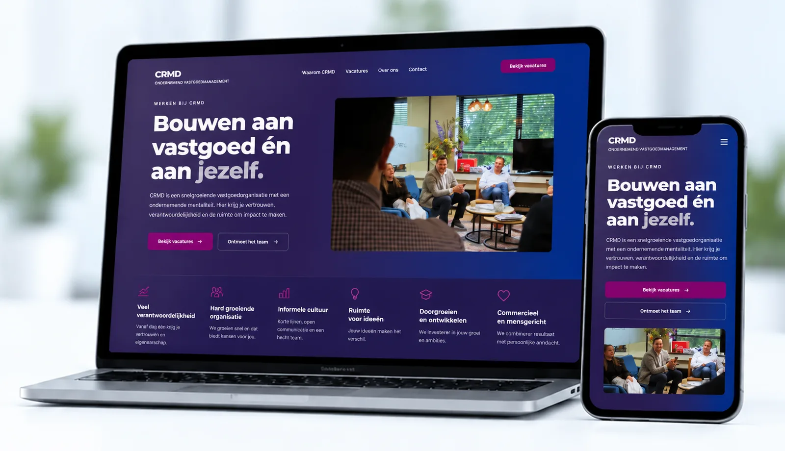 Voorbeeld van een door ASV Webdesign gemaakte website op laptop en smartphone